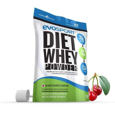 EvoSport Diet Whey Protein with CLA, Acai Berry & Green Tea 1kg - Black Cherry