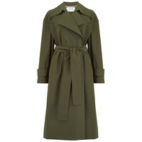 Oversized Water Repellent Trench Coat - Military Green