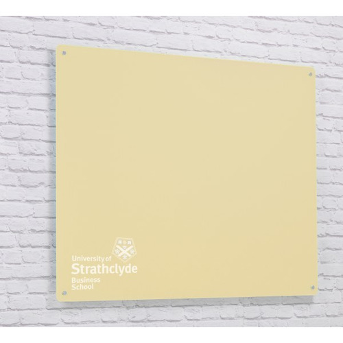 Magnetic Glass Board with your Logo 1200 x 1200mm Cream