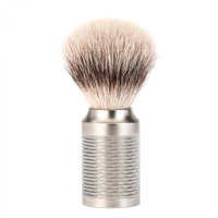 Image of Muhle Rocca Synthetic Shaving Brush In Matte Stainless Steel