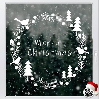 Forest Christmas Window Decal - Large - 80 cm / Read from outside