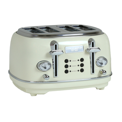 1.7L Kettle & 4 Slice Toaster Set Cream & Chrome