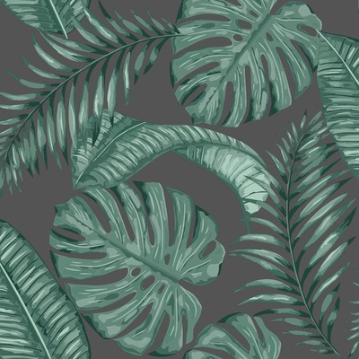 Skinnydip Dominica Tropical Leaf Wallpaper Green / Black Muriva 180521