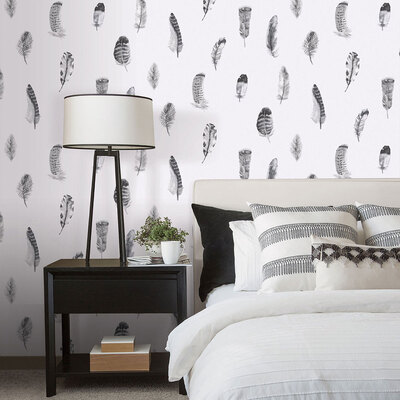Global Fusion Feathers Wallpaper Black Galerie G56403