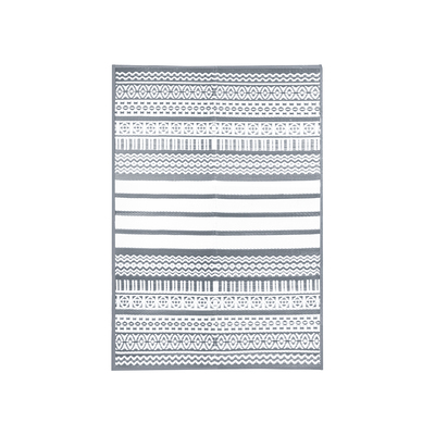 Geometric Stripe 100% Weatherproof Rug, Grey