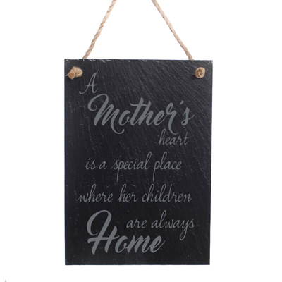 Large slate heart hanging sign - "A Mothers heart is a special place. ...."