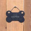 Image of Small Bone Slate hanging sign - "Caution Very affectionate dog" - a great present for a pet owner