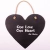 Image of Hand Crafted 'One Love One heart' Slate Heart Shaped Hanging Sign