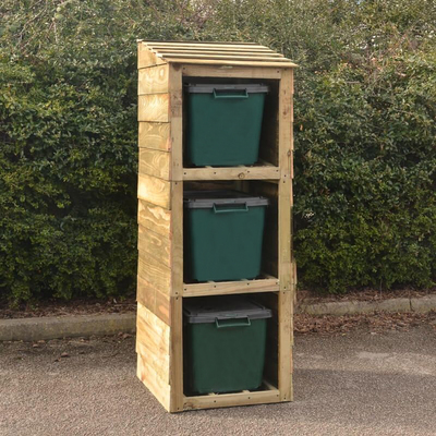 Wooden Recycling Bin Store for 3 Bins