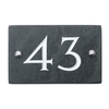 Slate house number 43 v-carved with white infill numbers