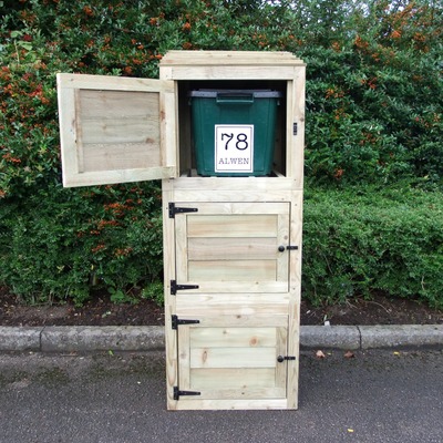 Wooden Recycling Bin Store with Doors - for 3 Bins