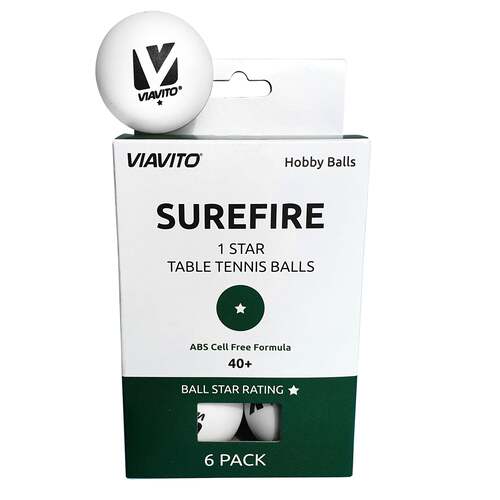 Viavito Surefire 1 Star Table Tennis Balls - Pack of 6
