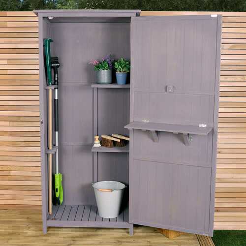 FSC&#174; 100% Certified Wooden Storage Shed - Grey