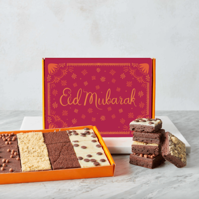 Eid Mubarak Nut-Free Mini Brownie Box - 12 Pieces