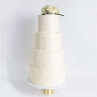 Four Tier Floral Ruffle Wedding Cake - Classic White Rose - Four Tier (12", 10", 8", 6")