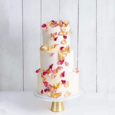 Three Tier Petals Rain Wedding Cake - Three Tier (10", 8", 6")