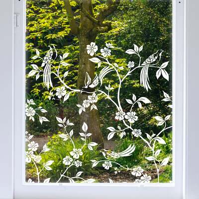 Chinoiserie Clear Window Privacy Border (Clear) - 1200(w) x 740(h) mm