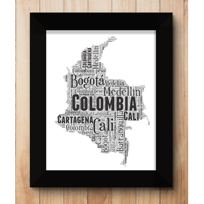 Personalised Colombia Word Art Map
