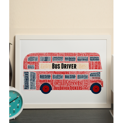 Double Decker Bus Word Art - Bus Driver Gift