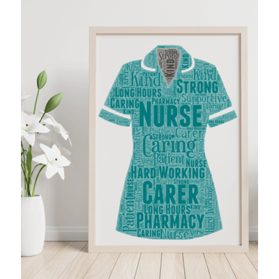Pharmacy Nurse Uniform Tunic Word Art Gift Print