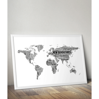 Personalised World Map Word Cloud Picture Print