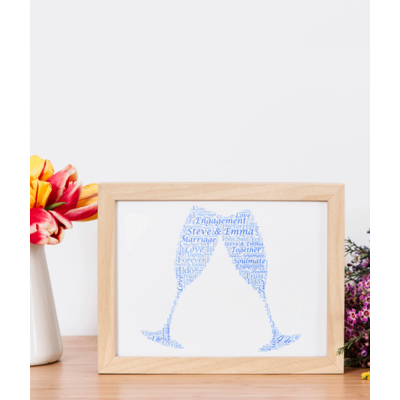 Personalised Champagne Flutes Word Art Picture Gift