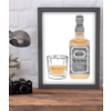Bourbon Whiskey Bottle and Glass Word Art