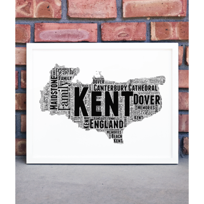 Personalised Kent Word Art Map