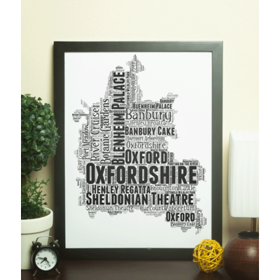 Personalised Oxfordshire Word Art Map