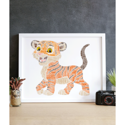 Personalised Tiger Cub Word Art Print