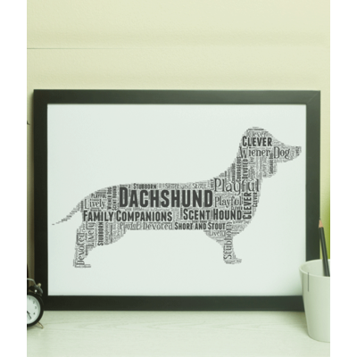 Personalised Dachshund - Sausage Dog - Word Art