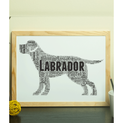 Personalised Labrador Dog Word Art Picture Print