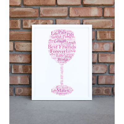 Personalised Wine Glass Word Art Picture Print Gift