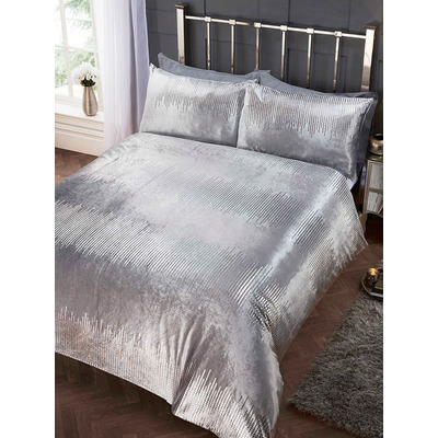 Tiffany Silver Double Duvet Cover And Pillowcase Set