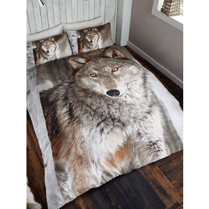 3D Wolf Double Duvet Cover And Pillowcase Set