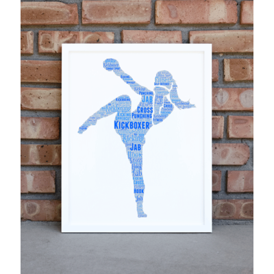 Personalised Female Kickboxer - Word Art Print