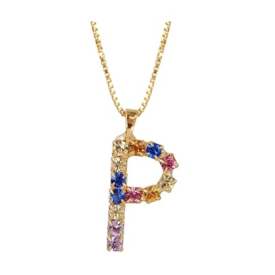 Initial P Letter Necklace - Gold