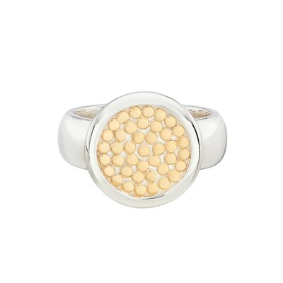 ANNA BECK Classic Smooth Rim Disc Ring Gold & Silver