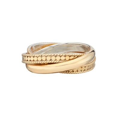 Twisted Smooth Dotted Ring - Gold