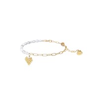 Image of Pearly Heartsy Chain Bracelet - Gold