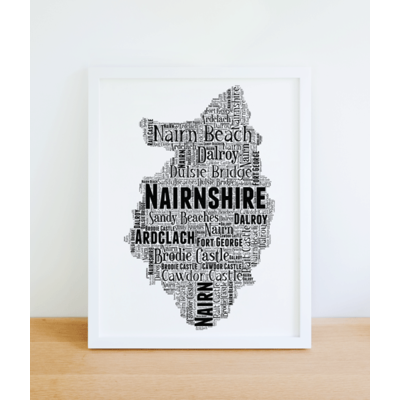 Nairnshire - Personalised Word Art Map