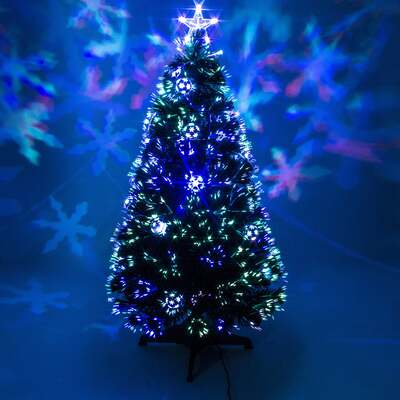 Green Fibre Optic Christmas Tree 2ft to 6ft with Baubles and Multicoloured LED Lights, 6ft / 1.8m