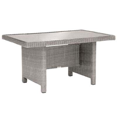 Kettler Palma Mini White Wash Wicker Casual Dining Glass Top Table