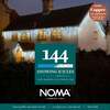 Noma Christmas 240, 360, 480, 720, 960 Snowing Icicle LED Lights with White Cable- White/ Ice Blue, 144 Bulbs