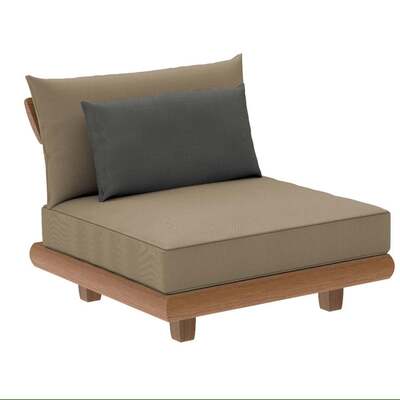 Alexander Rose Outdoor Sorrento Lounge Middle Modular Chair with Cushion, Kvadrat Khaki