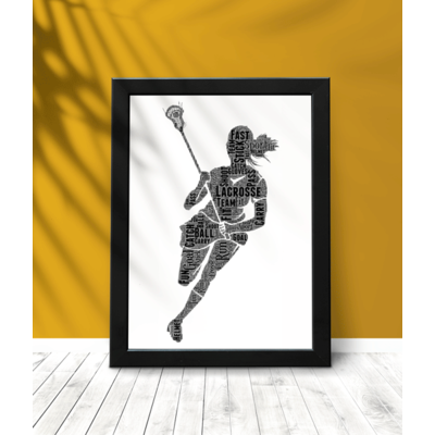 Womens Lacrosse Word Art - Personalised Lacrosse Player Gift