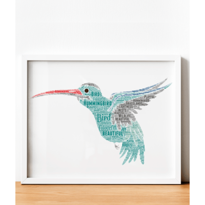 Personalised Hummingbird Word Art Picture Print