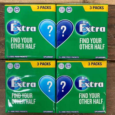 12x Wrigley’s Extra Spearmint Sugar Free Chewing Gum Packs (4x3 Packs x9 Pieces)