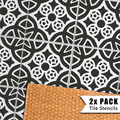 Almeria Tile Stencil - 8" (203mm) / 2 pack (2 stencils)