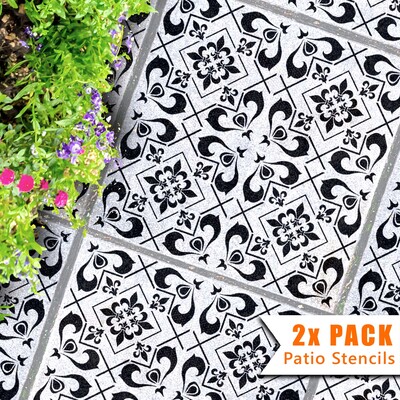 Cassis Patio Stencil - Square Slabs - 600mm - 4x Small Pattern / 1 pack (1 stencil)